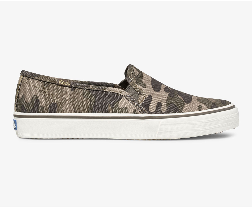 Keds Slip Ons Damen Olivgrün - Washable Double Decker Camo - BIX-418203